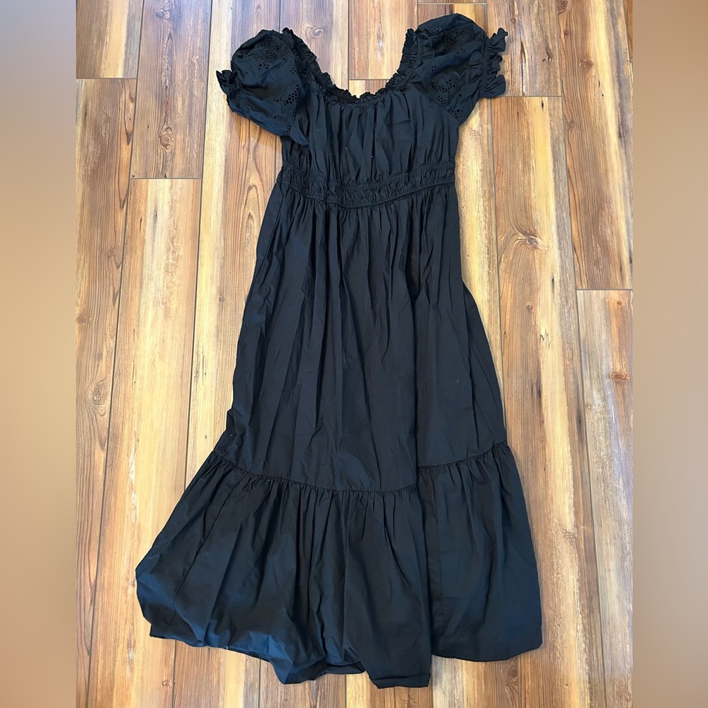 H&M Black Gathered Top